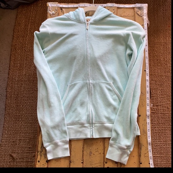 JUICY COUTURE Y2K TERRYCLOTH JACKET MINT GREEN ZIP HOODIE JACKET M - Picture 3 of 13